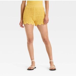 a new day Yellow High Waist Crochet Shorts